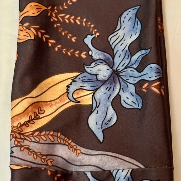 Vintage Style Brown & Blue Floral Silk Headband/Wristband - Stretchy, Stylish - Picture 11 of 16